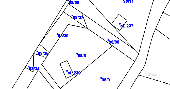 Parcela st. 98/7 v KÚ Libochovany, Katastrální mapa