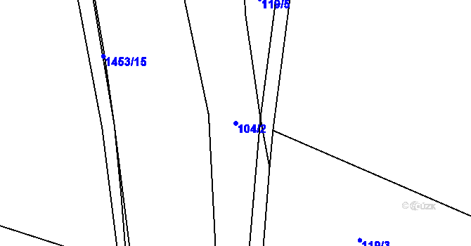 Parcela st. 104/2 v KÚ Libochovany, Katastrální mapa