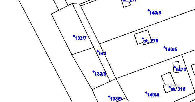 Parcela st. 141 v KÚ Libochovany, Katastrální mapa