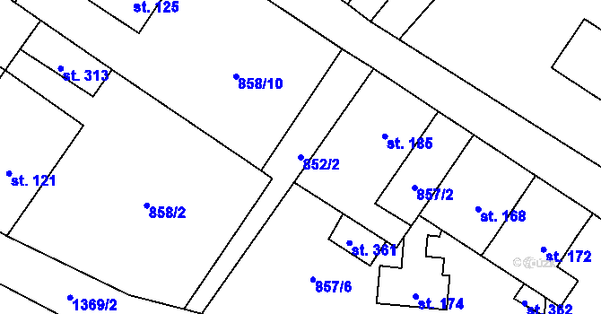 Parcela st. 852/2 v KÚ Libochovany, Katastrální mapa