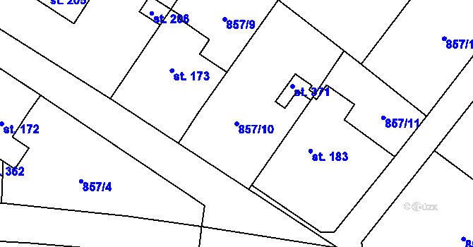 Parcela st. 857/10 v KÚ Libochovany, Katastrální mapa