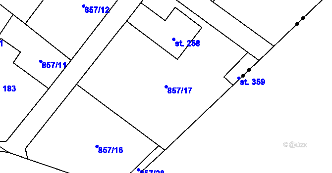 Parcela st. 857/17 v KÚ Libochovany, Katastrální mapa