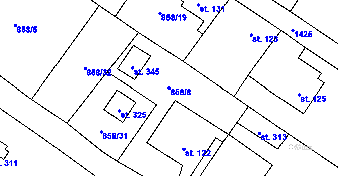 Parcela st. 858/8 v KÚ Libochovany, Katastrální mapa
