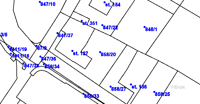 Parcela st. 858/20 v KÚ Libochovany, Katastrální mapa