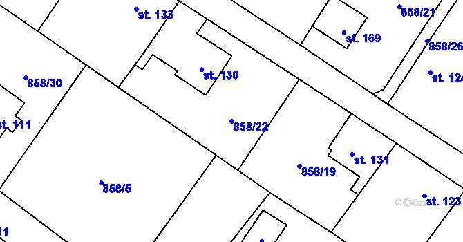 Parcela st. 858/22 v KÚ Libochovany, Katastrální mapa
