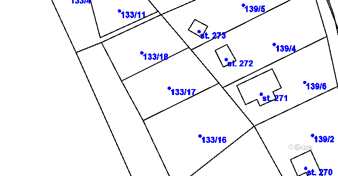 Parcela st. 133/17 v KÚ Libochovany, Katastrální mapa