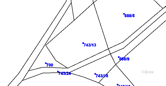 Parcela st. 743/13 v KÚ Libochovany, Katastrální mapa