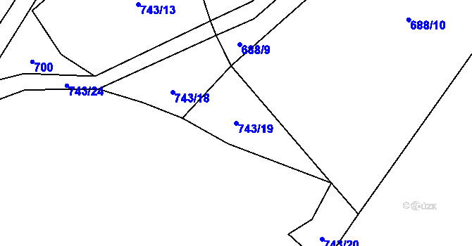 Parcela st. 743/19 v KÚ Libochovany, Katastrální mapa