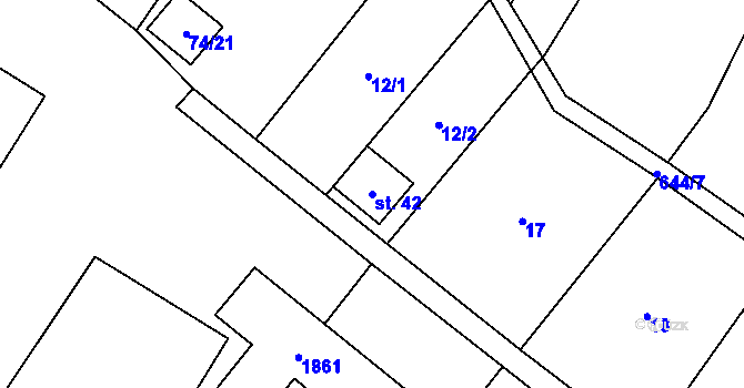 Parcela st. 42 v KÚ Řepnice, Katastrální mapa