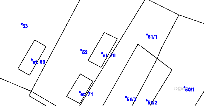 Parcela st. 70 v KÚ Řepnice, Katastrální mapa