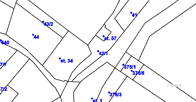 Parcela st. 42/1 v KÚ Řepnice, Katastrální mapa