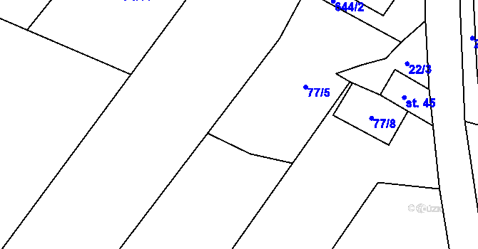 Parcela st. 77/4 v KÚ Řepnice, Katastrální mapa