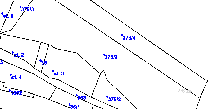 Parcela st. 376/2 v KÚ Řepnice, Katastrální mapa