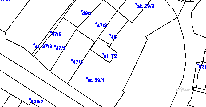 Parcela st. 72 v KÚ Řepnice, Katastrální mapa