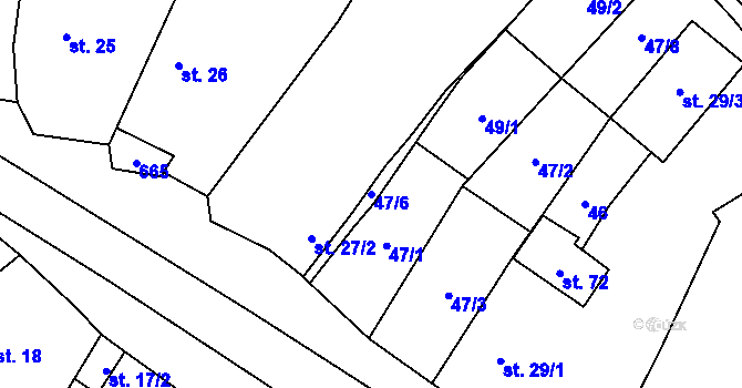 Parcela st. 47/6 v KÚ Řepnice, Katastrální mapa