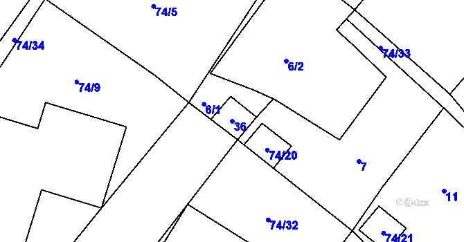 Parcela st. 36 v KÚ Řepnice, Katastrální mapa