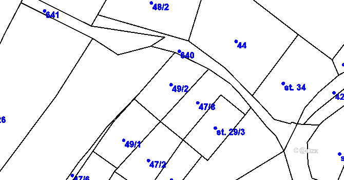 Parcela st. 47/7 v KÚ Řepnice, Katastrální mapa