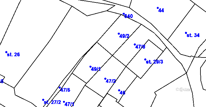 Parcela st. 49 v KÚ Řepnice, Katastrální mapa