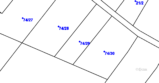 Parcela st. 74/29 v KÚ Řepnice, Katastrální mapa