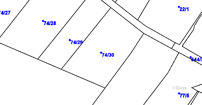 Parcela st. 74/30 v KÚ Řepnice, Katastrální mapa