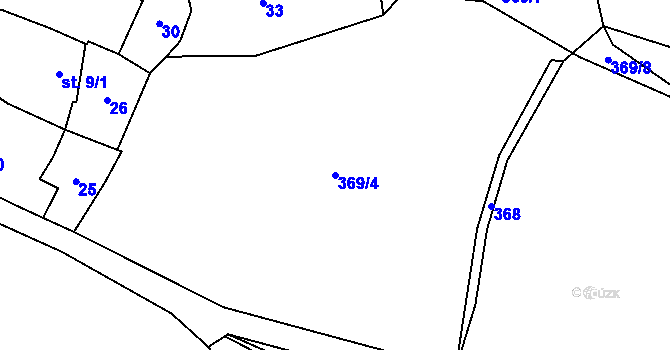 Parcela st. 369/4 v KÚ Řepnice, Katastrální mapa
