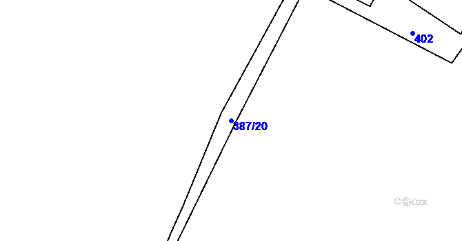 Parcela st. 387/20 v KÚ Řepnice, Katastrální mapa