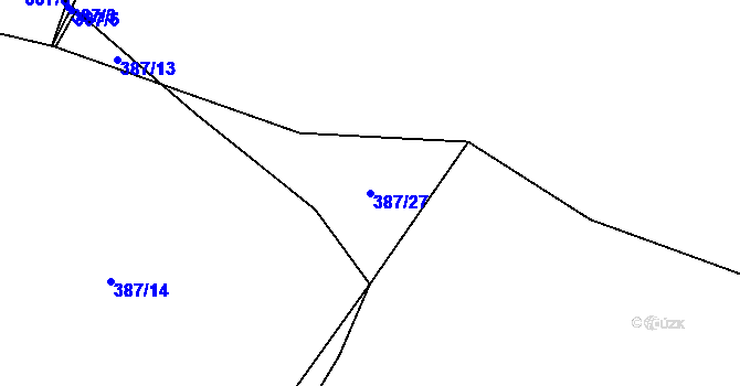 Parcela st. 387/27 v KÚ Řepnice, Katastrální mapa