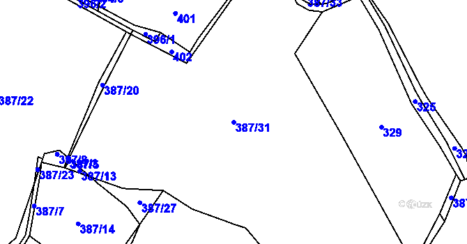 Parcela st. 387/31 v KÚ Řepnice, Katastrální mapa
