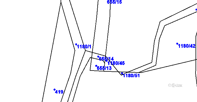 Parcela st. 655/12 v KÚ Řepnice, Katastrální mapa