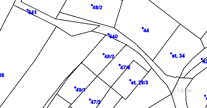 Parcela st. 49/2 v KÚ Řepnice, Katastrální mapa