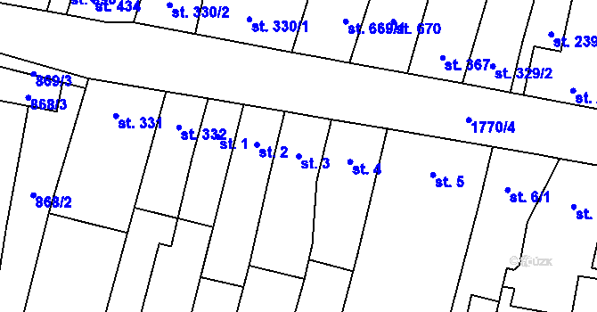 Parcela st. 3 v KÚ Libochovice, Katastrální mapa
