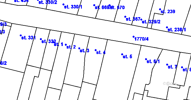 Parcela st. 4 v KÚ Libochovice, Katastrální mapa