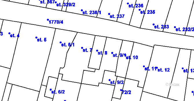 Parcela st. 8 v KÚ Libochovice, Katastrální mapa
