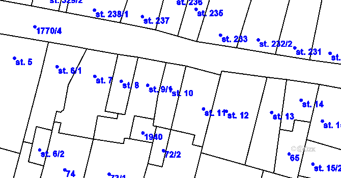 Parcela st. 10 v KÚ Libochovice, Katastrální mapa