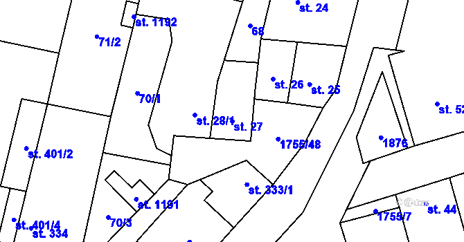 Parcela st. 27 v KÚ Libochovice, Katastrální mapa