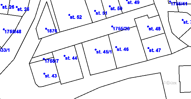 Parcela st. 45/1 v KÚ Libochovice, Katastrální mapa