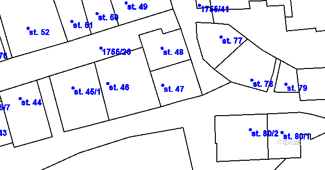 Parcela st. 47 v KÚ Libochovice, Katastrální mapa