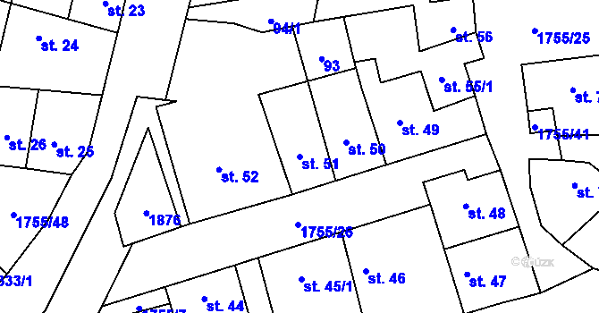 Parcela st. 51 v KÚ Libochovice, Katastrální mapa