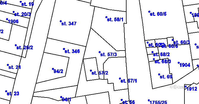 Parcela st. 57/3 v KÚ Libochovice, Katastrální mapa