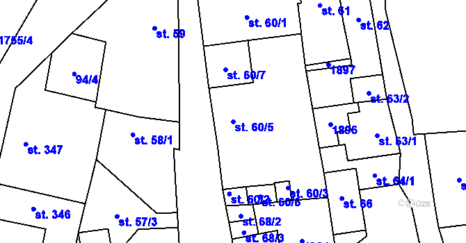 Parcela st. 60/5 v KÚ Libochovice, Katastrální mapa
