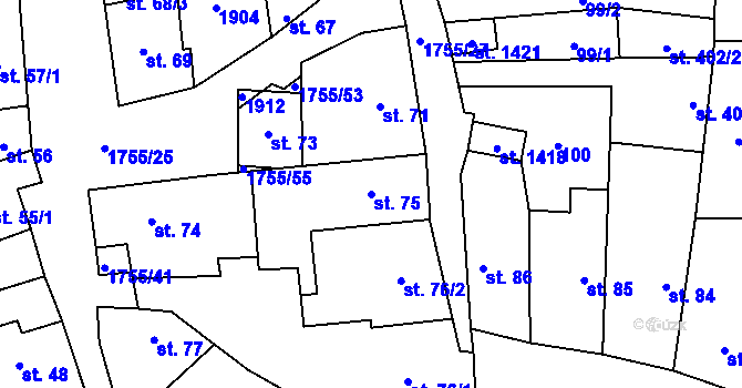 Parcela st. 75 v KÚ Libochovice, Katastrální mapa