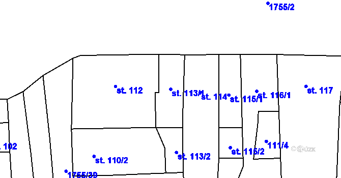 Parcela st. 113/1 v KÚ Libochovice, Katastrální mapa