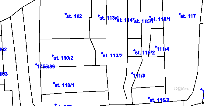 Parcela st. 113/2 v KÚ Libochovice, Katastrální mapa