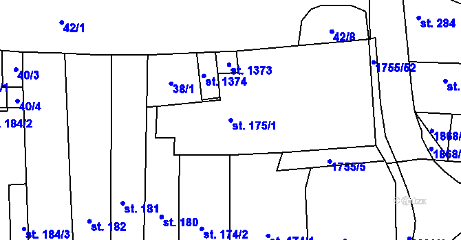 Parcela st. 175/1 v KÚ Libochovice, Katastrální mapa