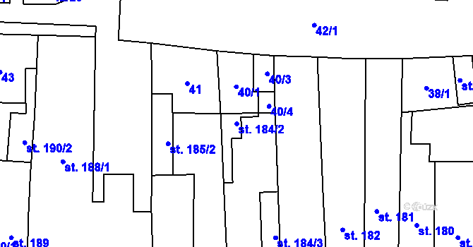 Parcela st. 184/2 v KÚ Libochovice, Katastrální mapa