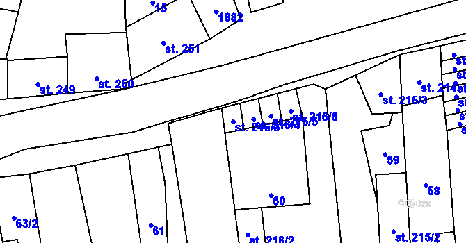 Parcela st. 216/3 v KÚ Libochovice, Katastrální mapa
