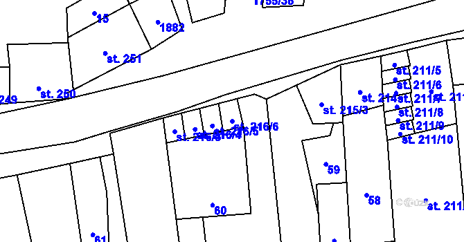 Parcela st. 216/6 v KÚ Libochovice, Katastrální mapa