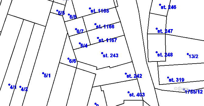 Parcela st. 243 v KÚ Libochovice, Katastrální mapa
