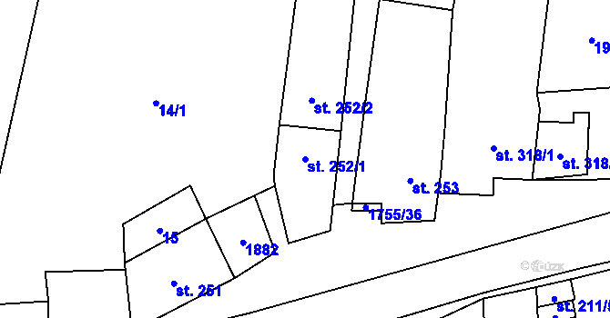 Parcela st. 252/1 v KÚ Libochovice, Katastrální mapa