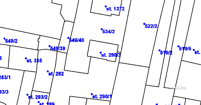Parcela st. 290/3 v KÚ Libochovice, Katastrální mapa